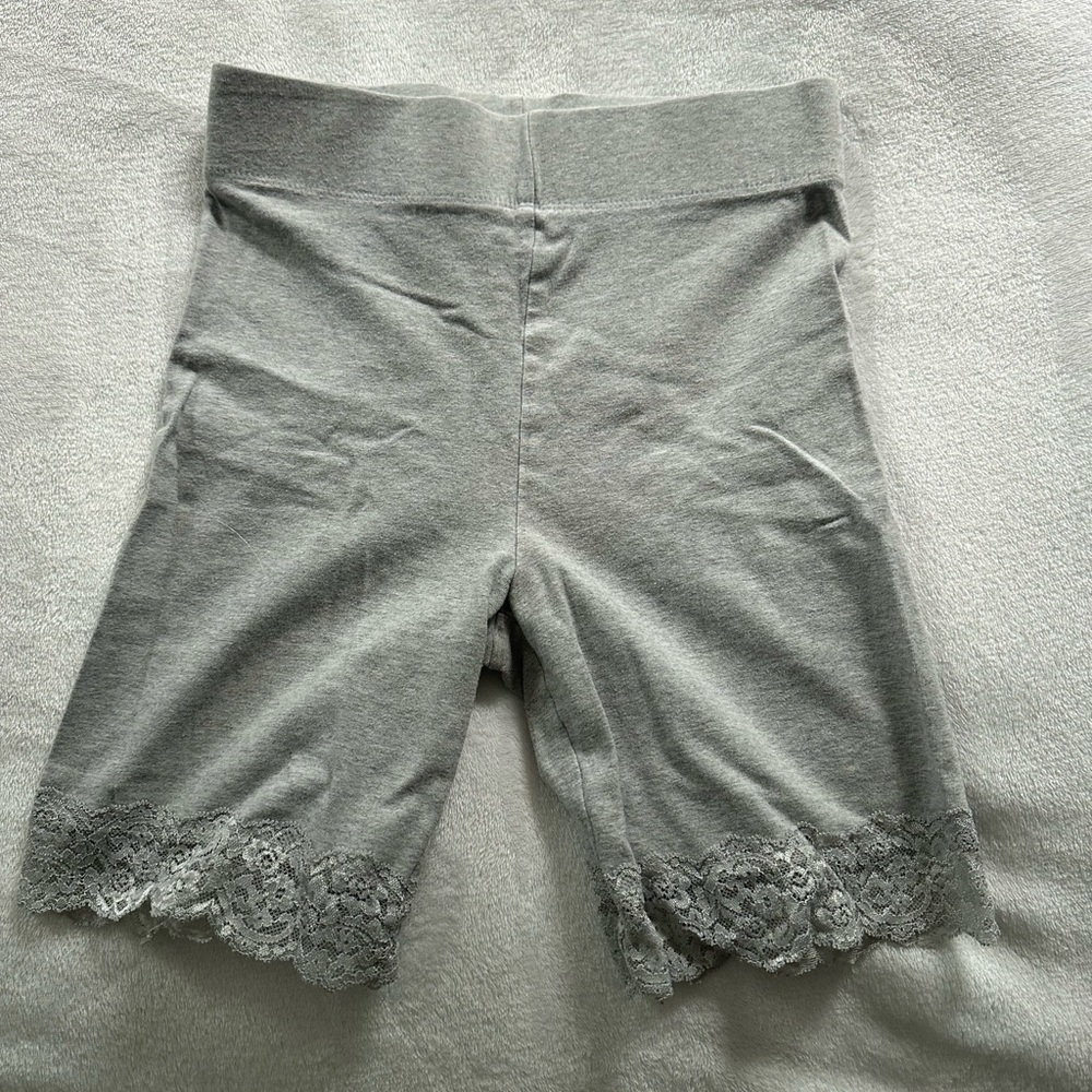 Gray Lace Trim Women's Shorts
